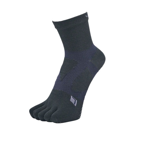 YAMAtune - Spider-Arch Compression - Mid-Length 5-Toe Socks - Non-Slip Dots - Black/Dark Navy