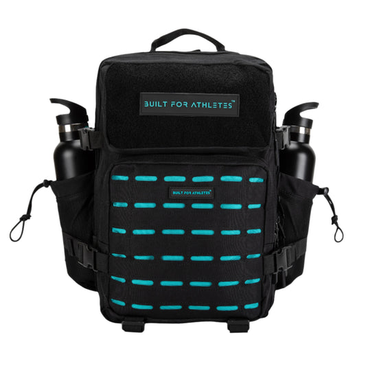 Built for Athletes - Gym Backpack - 25L (Medium) - Black & Aqua