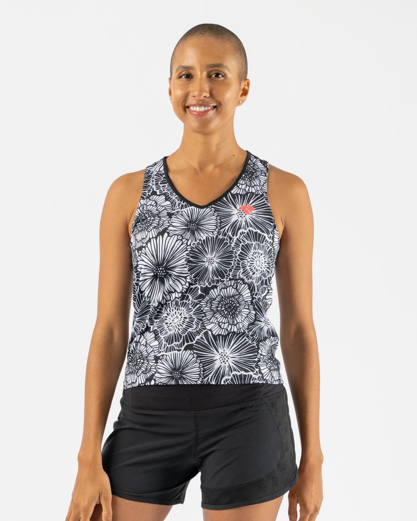 rabbit - EZ Vee Tank - Black Floral - Women's