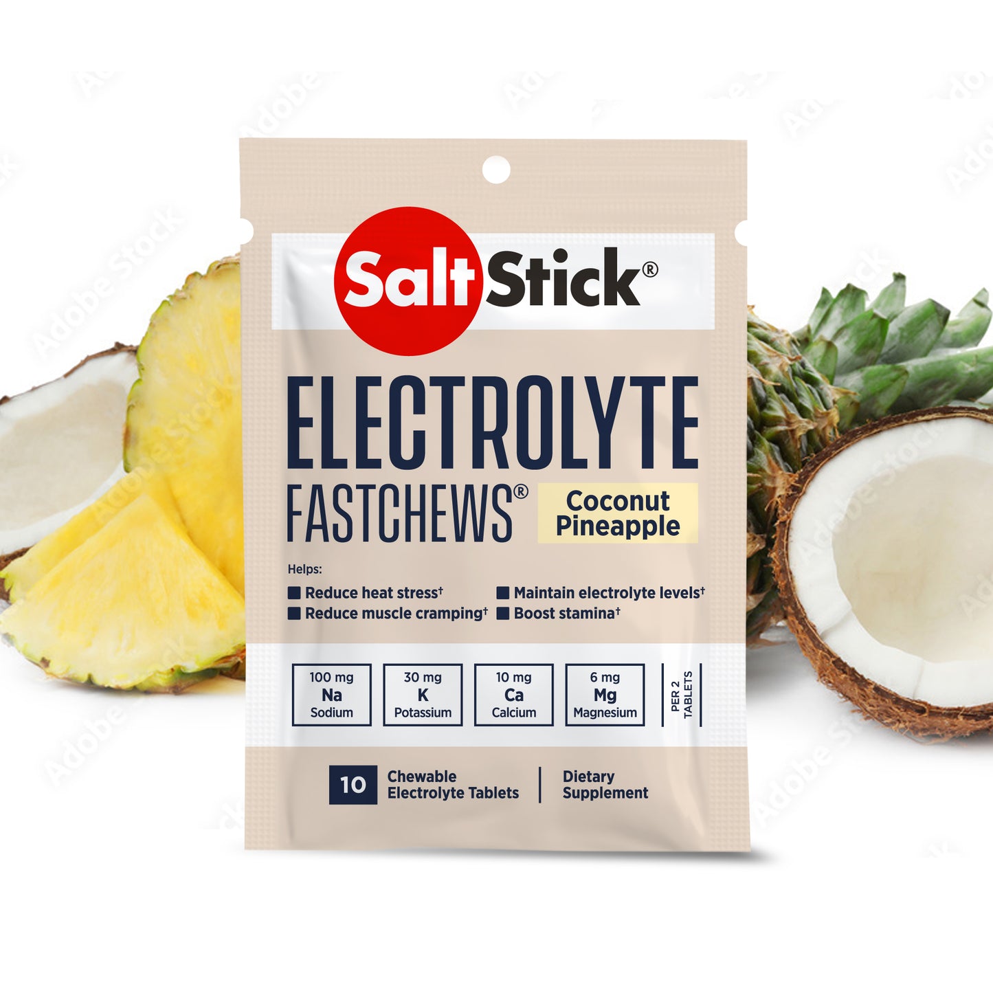 SaltStick - FastChews - Coconut Pineapple - 10 Tablets Packet