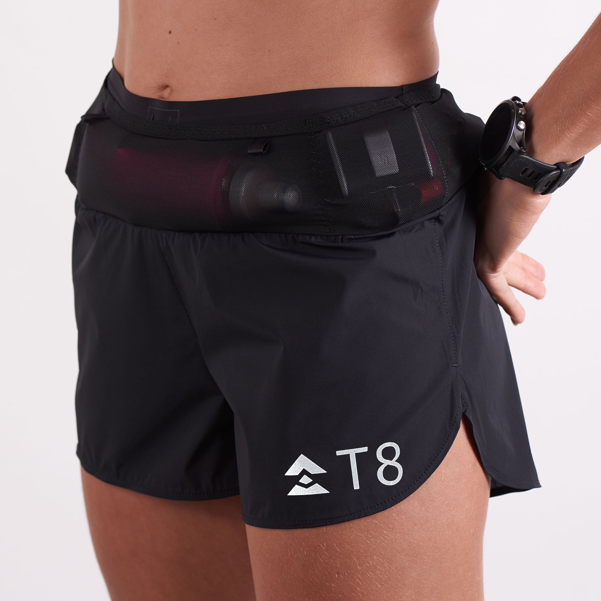 T8-Sherpa-Shorts-V2-Black-womens-available-at-red-dot-running-company-lifestyle-right-profile-view