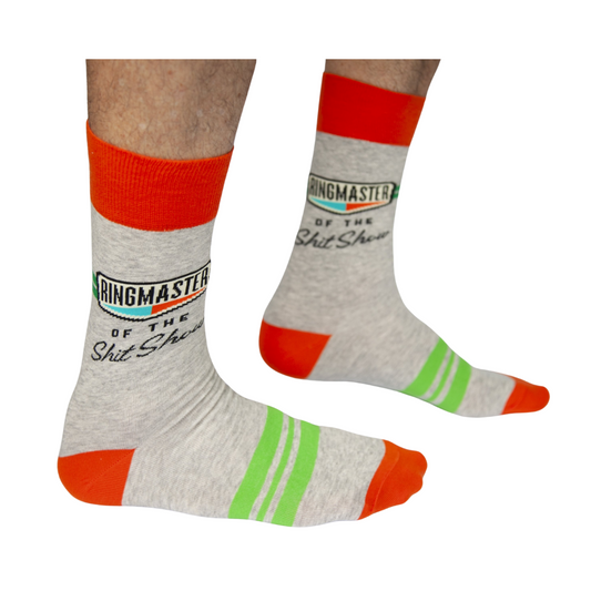 Blue Q - Men's Crew Socks - Ringmaster of the Shxtshow (Panoramic)