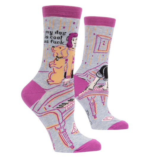 Blue Q - Women's Crew Socks - My Dog Is Cool As Fxxk