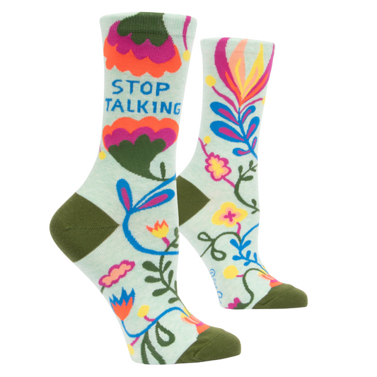 Blue Q - Women's Crew Socks - Stop Talking