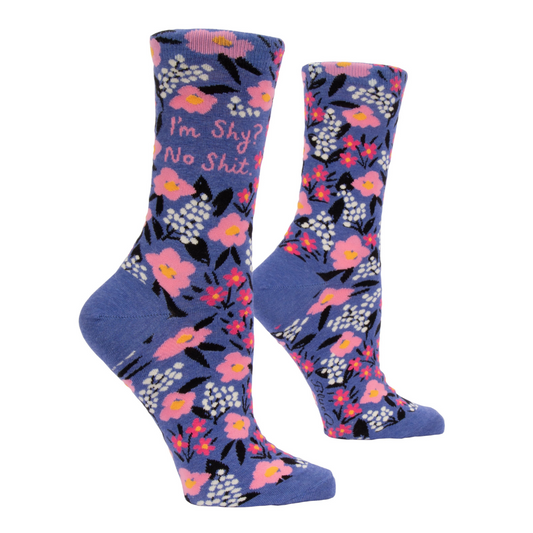 Blue Q - Women's Crew Socks - I'm Shy? No Shxt