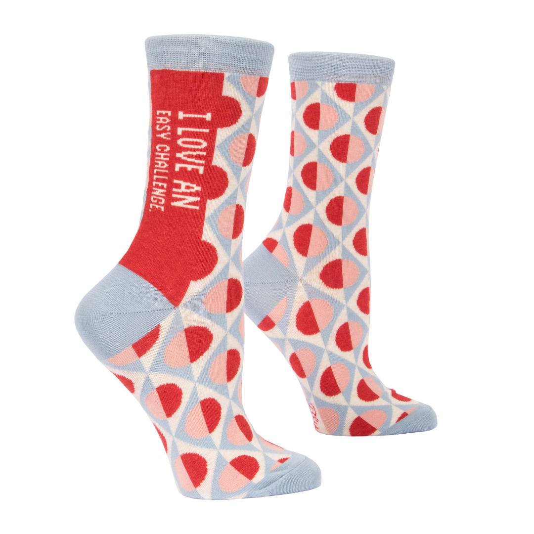 Blue Q - Women's Crew Socks - I Love An Easy Challenge