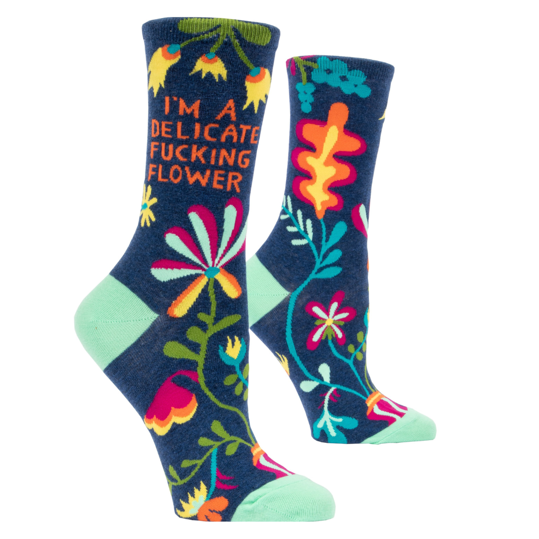 Blue Q - Women's Crew Socks - I'm A Delicate Fxxking Flower