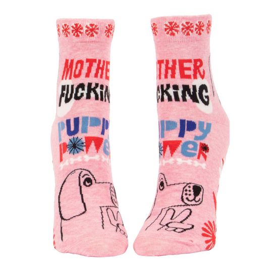 Blue Q - Women's Ankle Socks - MF'in Puppy Power