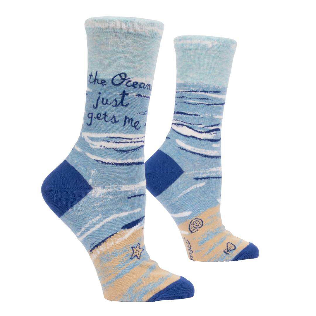 Blue Q - Women's Crew Socks - The Ocean Just Gets Me