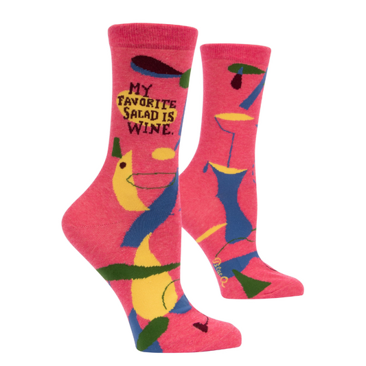 Blue Q - Women's Crew Socks - My Favorite Salad is Wine