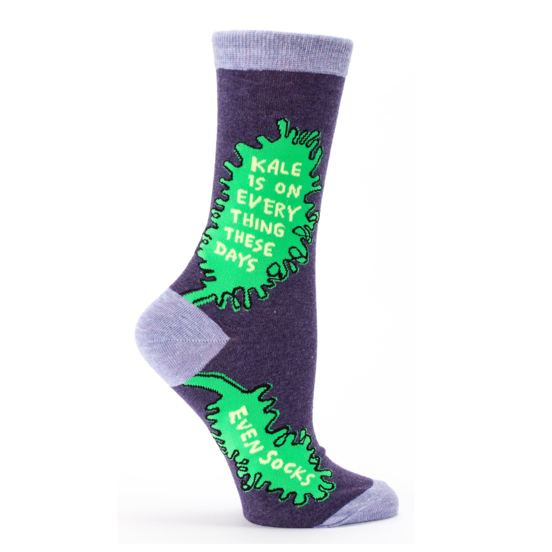 Blue Q - Women's Crew Socks - Kale Is On Everything These Days