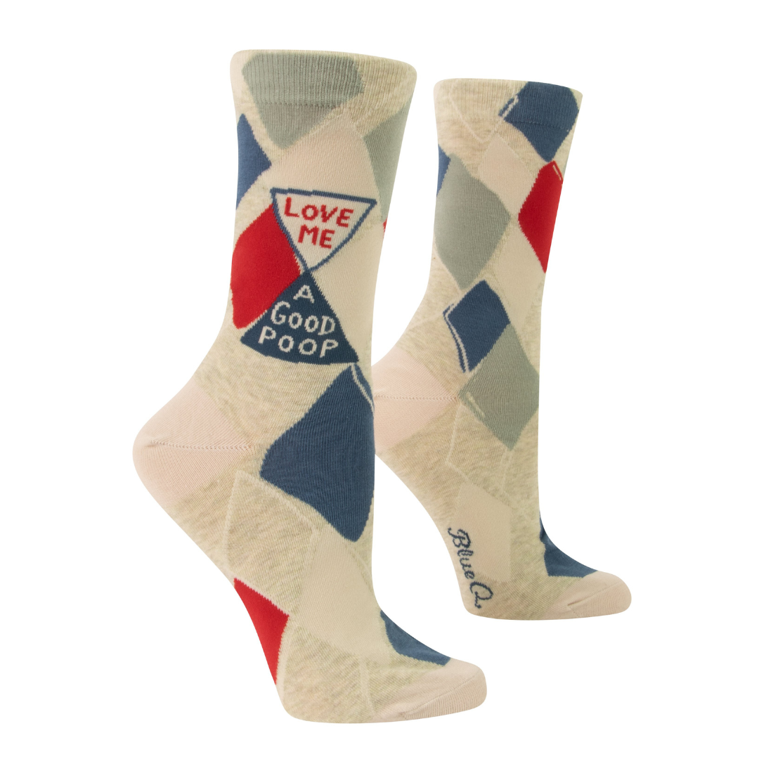 Blue Q - Women's Crew Socks - Love Me A Good Poop