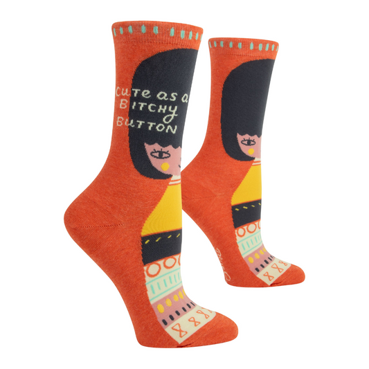 Blue Q - Women's Crew Socks - Cute As A Bxtchy Button