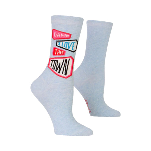 Blue Q - Women's Crew Socks - Love This Town