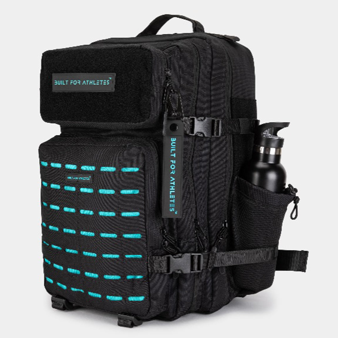 Built for Athletes - Gym Backpack - 45L (Large) - Black & Aqua