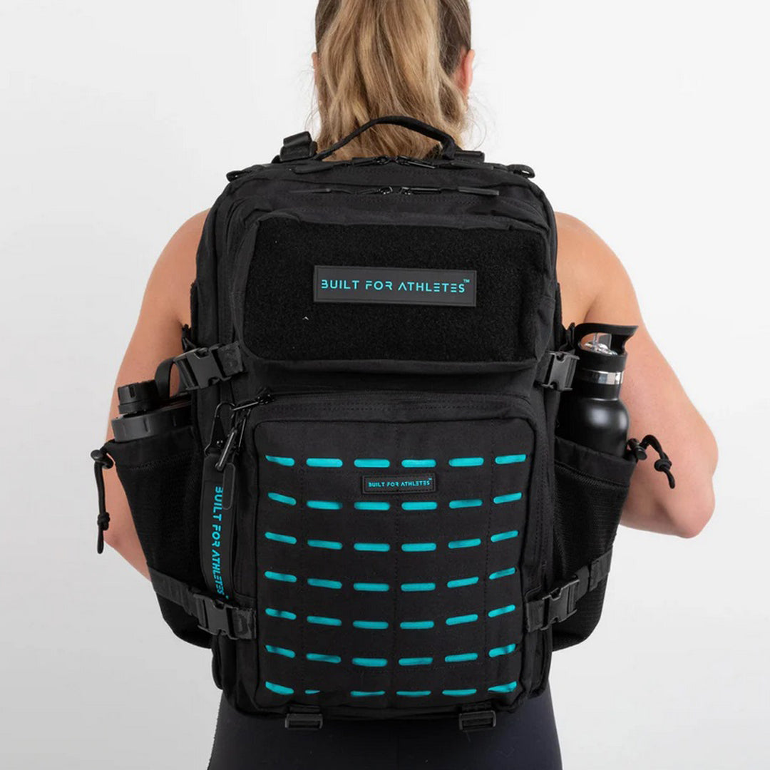 Built for Athletes - Gym Backpack - 45L (Large) - Black & Aqua