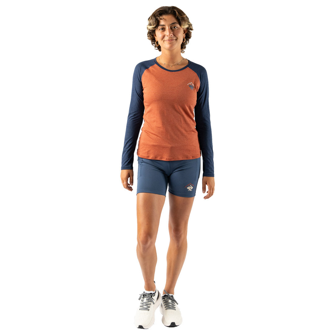 rabbit - EZ Tee Perf LS Trail - Burnt Brick - Women's