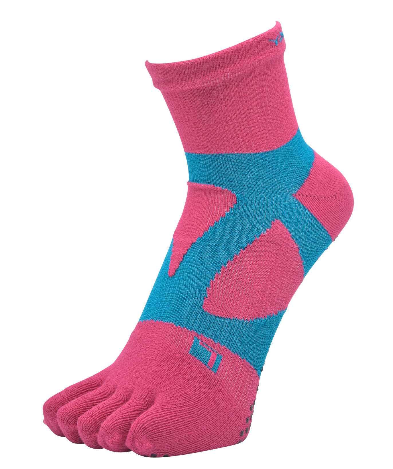 YAMAtune - Spider-Arch Compression - Mid-Length 5-Toe Socks - Non-Slip Dots - Rose/Emerald