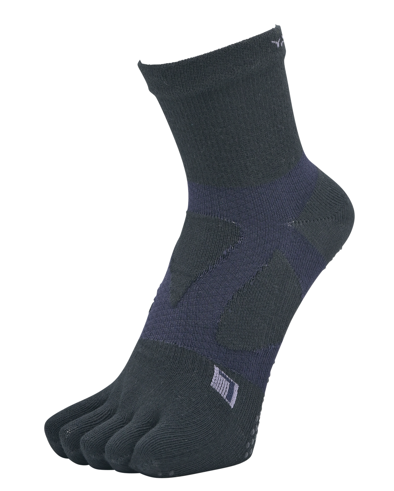 YAMAtune - Spider-Arch Compression - Mid-Length 5-Toe Socks - Non-Slip Dots - Black/Dark Navy