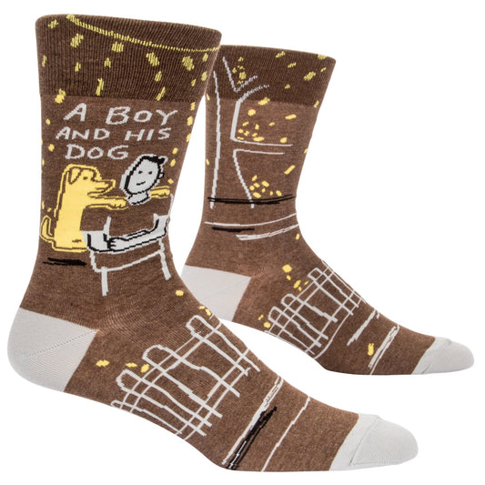 Blue Q - Men's Crew Socks - A Boy And His Dog