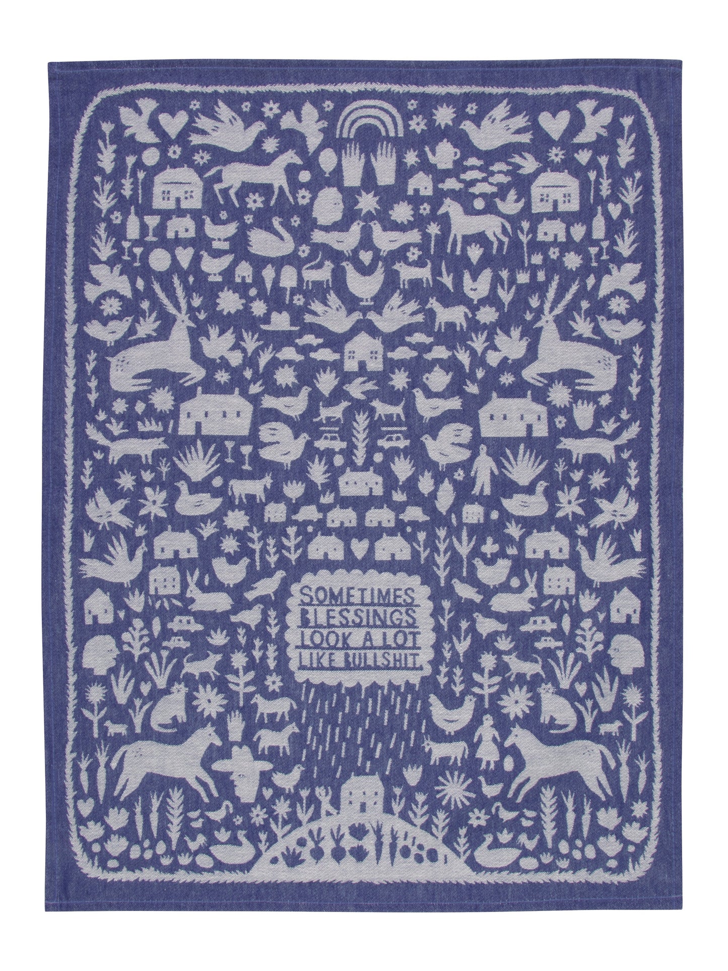 Blue Q - Woven Dish Towel - Sometimes Blessings Look A Lot Like Bullshxt